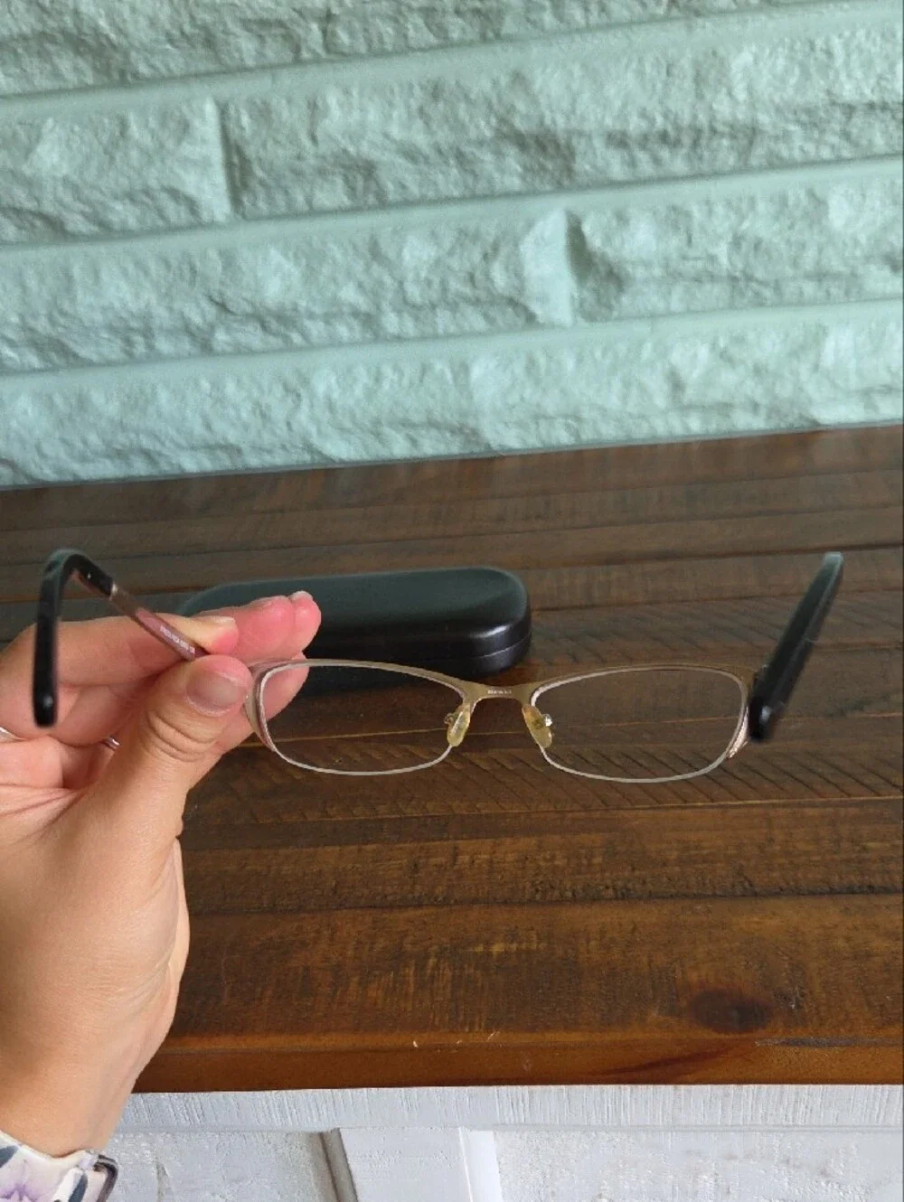 Banana Republic Black and Bronze Semi-Rim Women's Eyeglass Frames